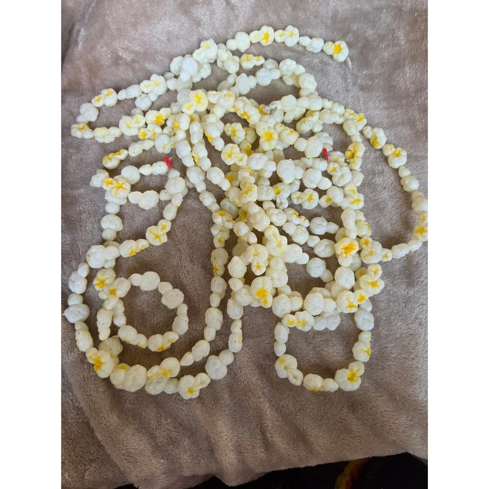 Vintage Faux Popcorn Garland Blow mold Plastic Christmas Tree Decor Strands Set